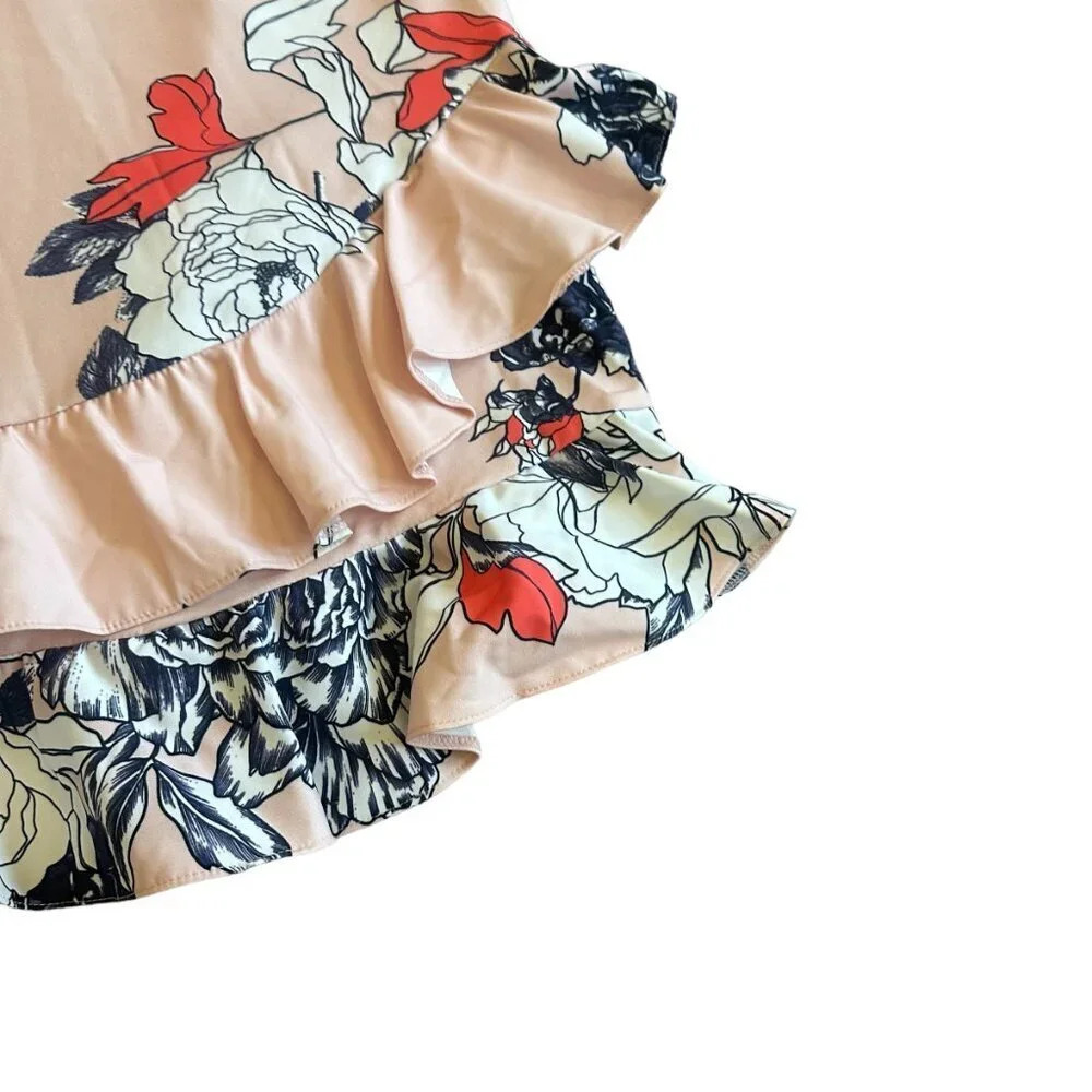 Morrisday The Label Floral Halter Dress Ruffle Low Back Size Medium Women's - Picture 4 of 13